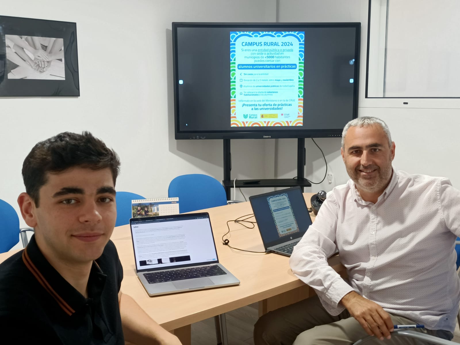 Izda. Marc Domínguez, alumno de la URV / Dcha. Rubén Cabistany, técnico en promoción económica del Ayuntamiento de Fayón